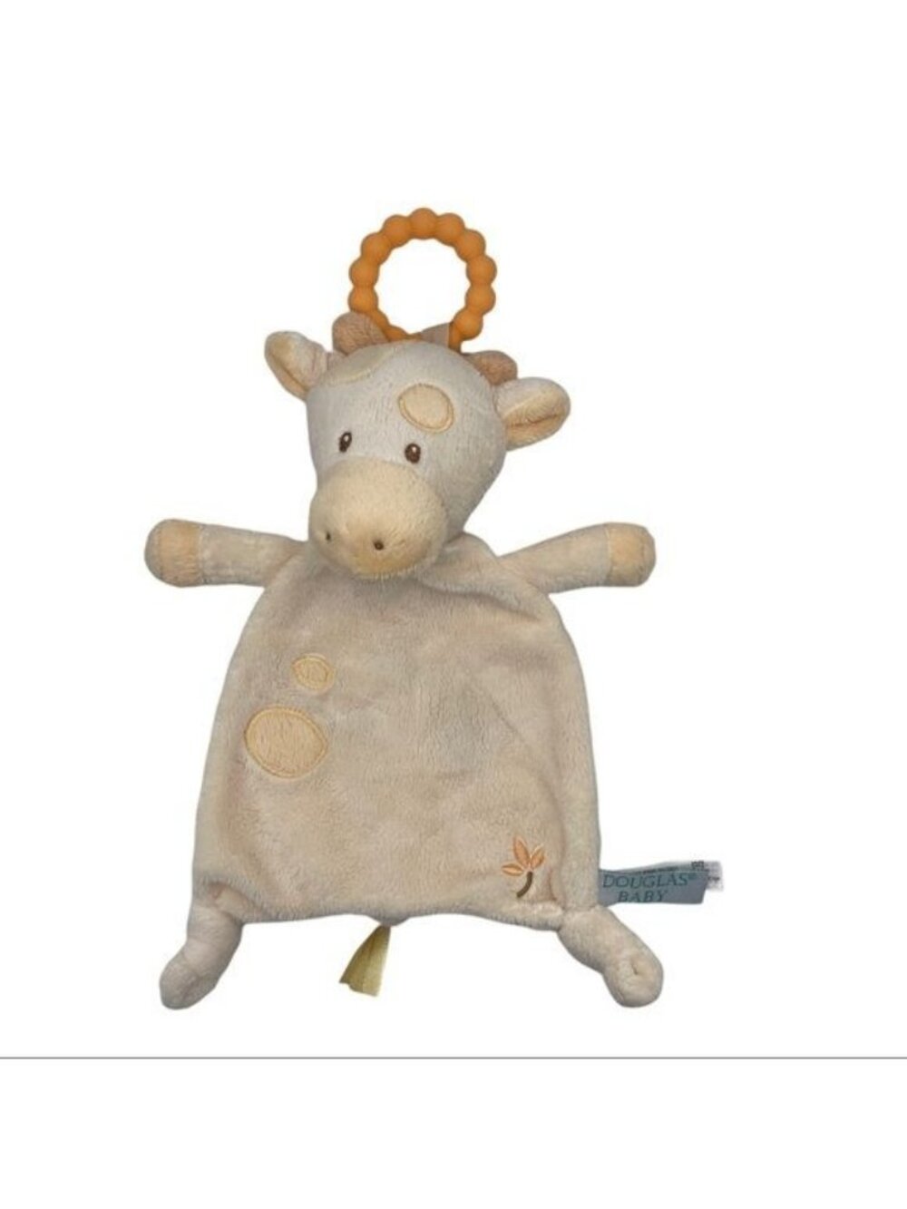 Douglas Baby Giraffe Lovey Plush Teething Ring  Security Blanket 13" x 8"